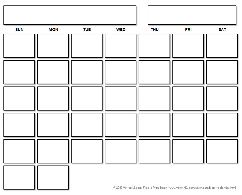 Free Blank Calendar Template Printable Blank Calendar