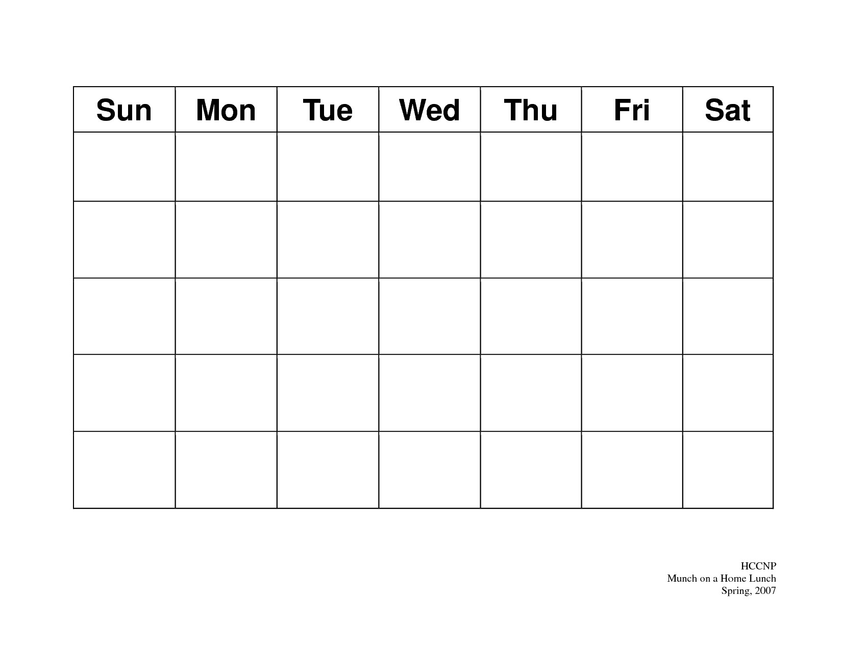 Free Blank Calendar Template Printable Calendar to Write