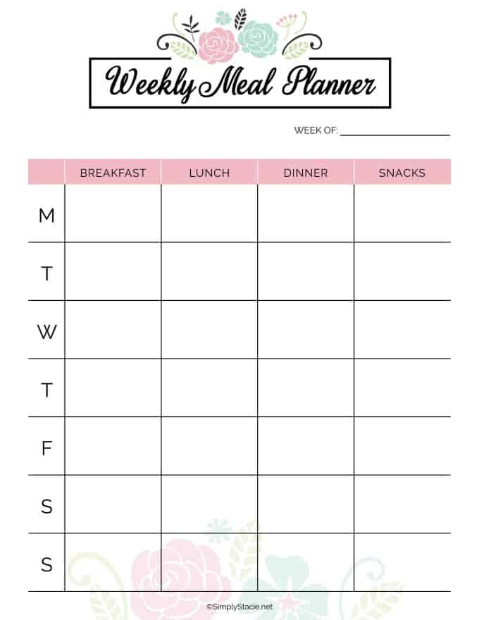 Meal Planning Calendar Template 2019 Meal Planner Free Printable Simply Stacie