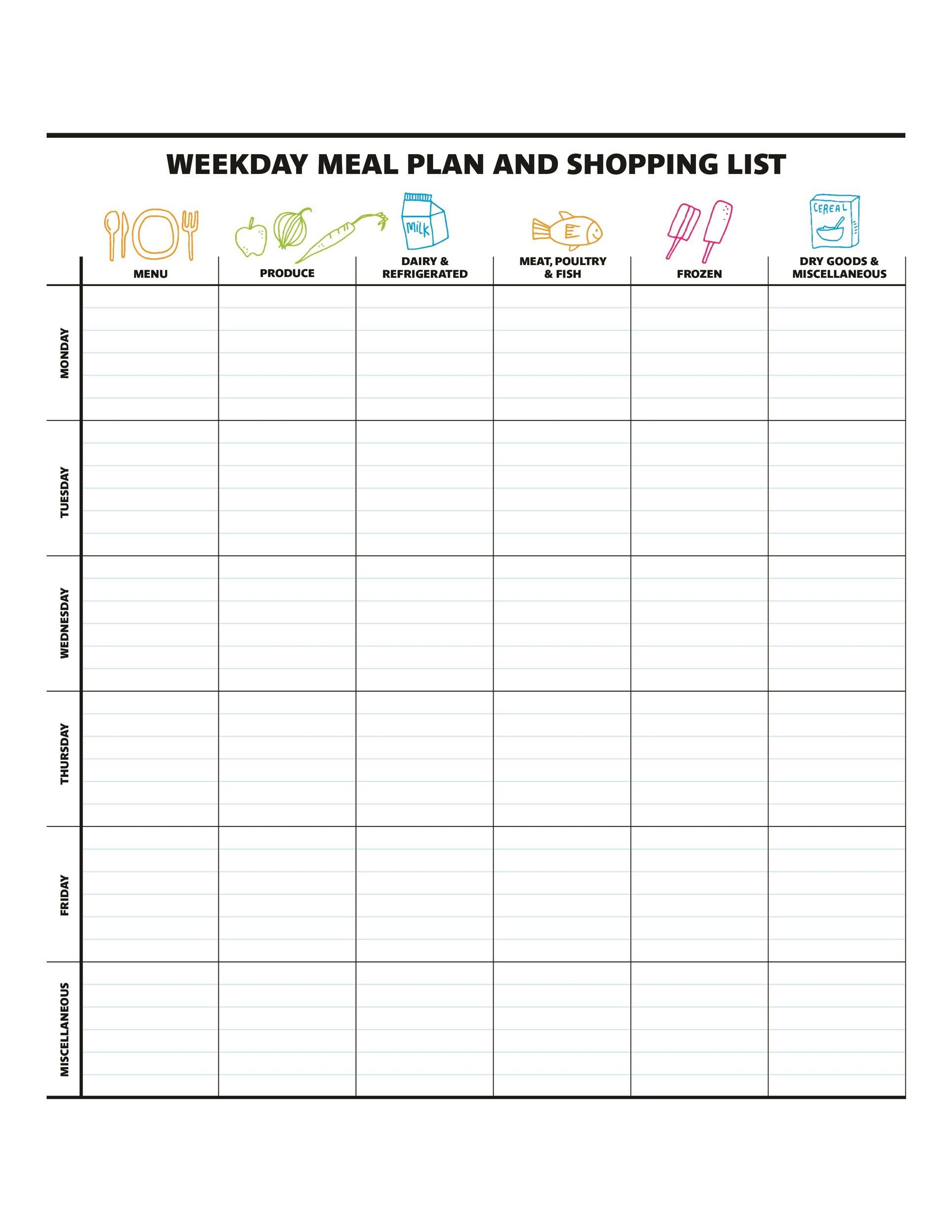 Meal Planning Calendar Template 40 Weekly Meal Planning Templates Templatelab