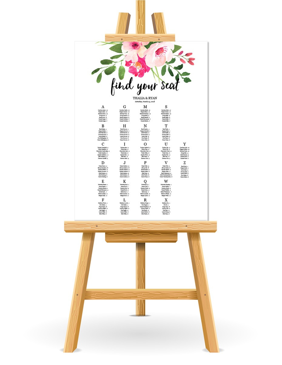 FREE Wedding Seating Chart Printable