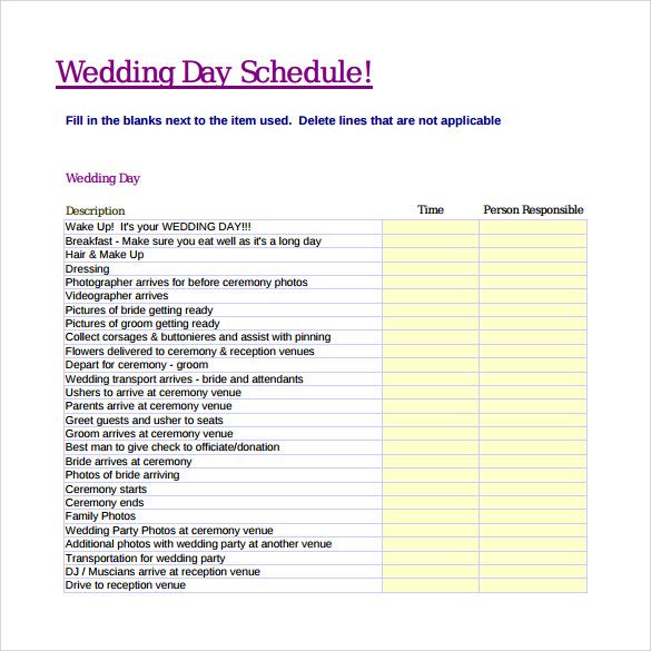 Wedding Reception Timeline Template Wedding Reception Timeline Template