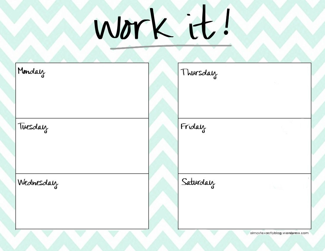 Weekly Workout Schedule Template Next Stop Pinterest