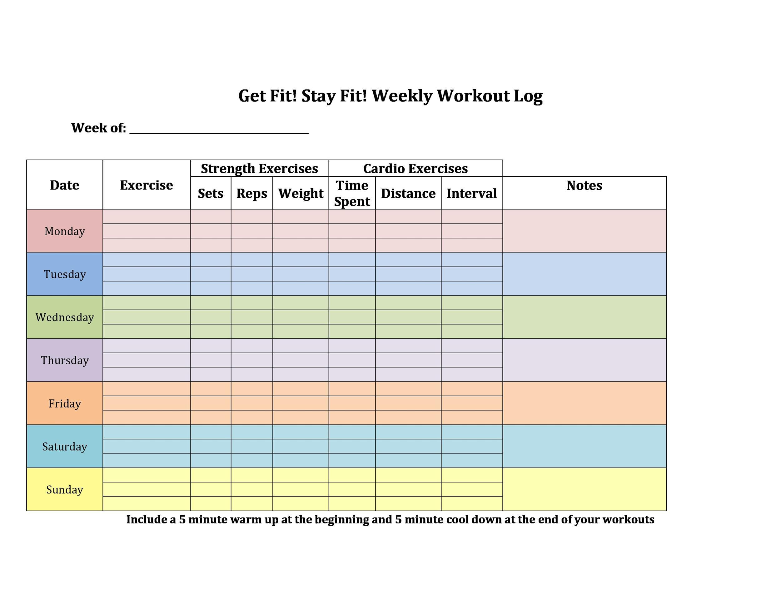 Weekly Workout Schedule Template Weekly Workout Schedule Template Addictionary