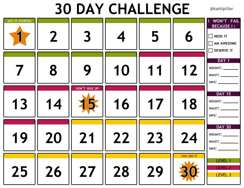 30 Day Calendar Template I Made This Free Printable 30 Day Challenge Calendar for