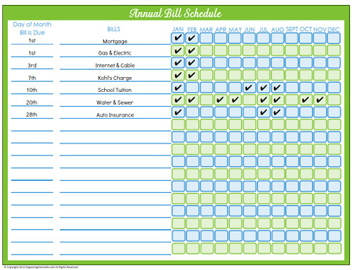 Bill Pay Calendar Template Editable Bill Payment Schedule organizing Homelife