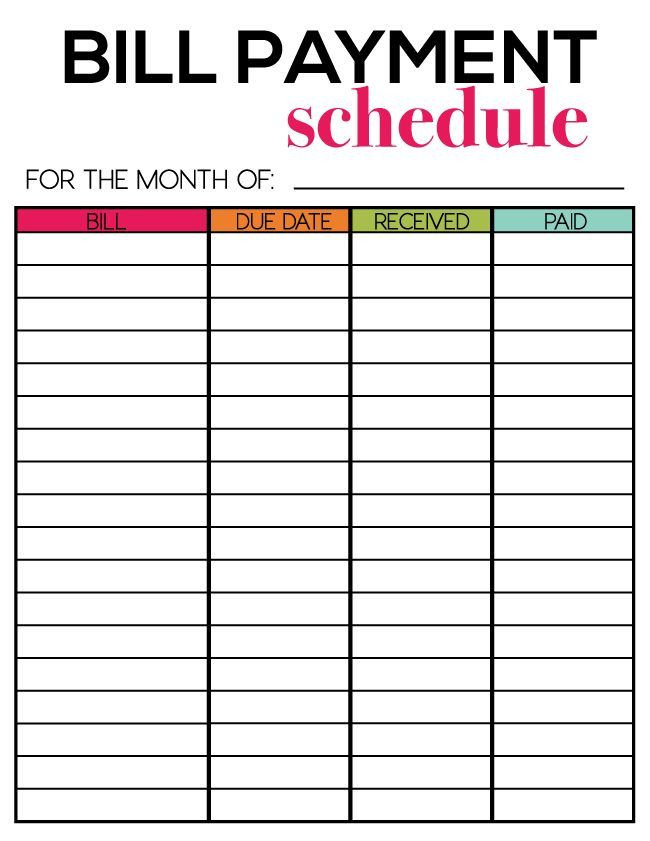 Bill Pay Calendar Template Free Printables for Newsletter Subscribers