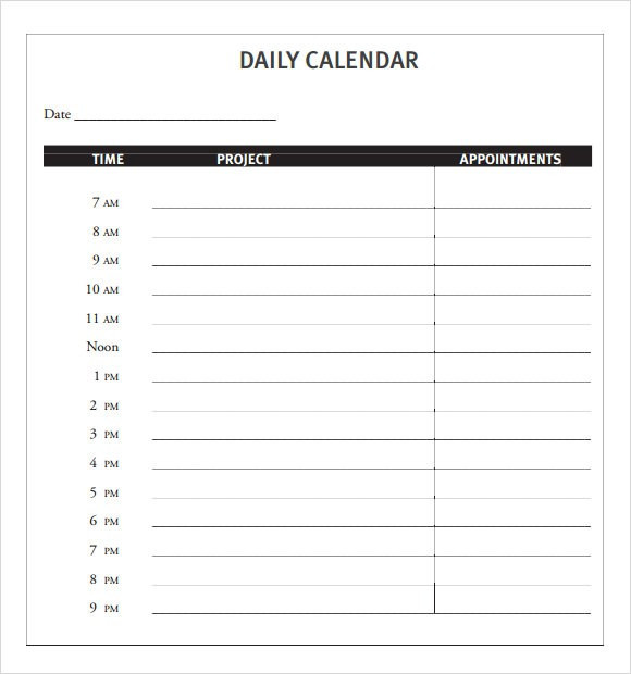 Daily Appointment Calendar Template Best Daily Appointment Calendar Printable