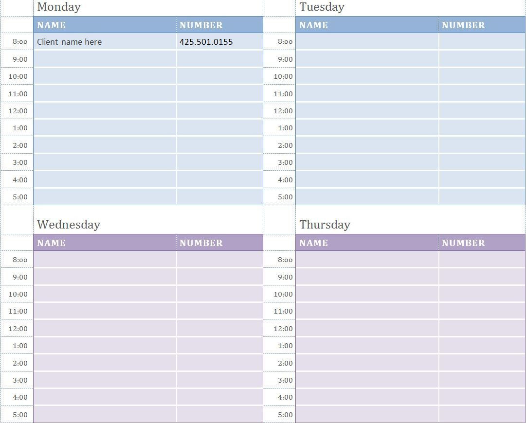 Daily Appointment Calendar Template Weekly Appointment Calendar Template Elegant 24