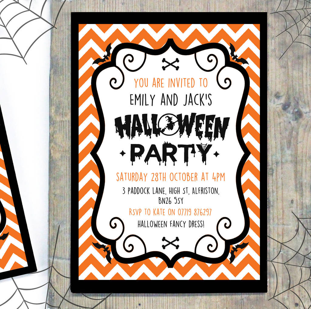 Halloween Party Invitations Template Personalised Children S Halloween Party Invitations by