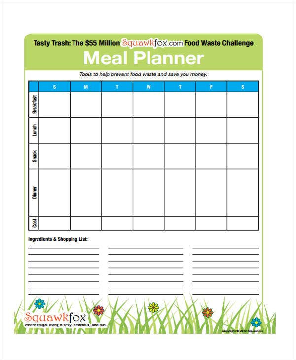 Meal Plan Calendar Template Meal Calendar Templates 10 Free Word Pdf format