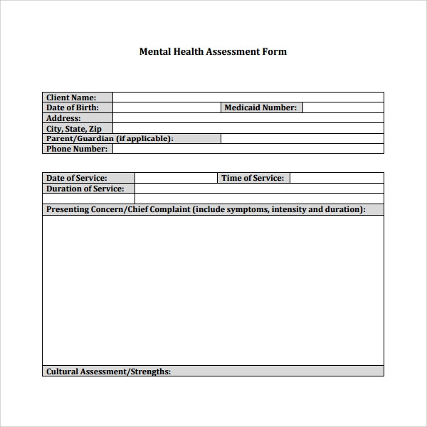Mental Health assessment Template Free 7 Sample Health assessment Templates In Pdf
