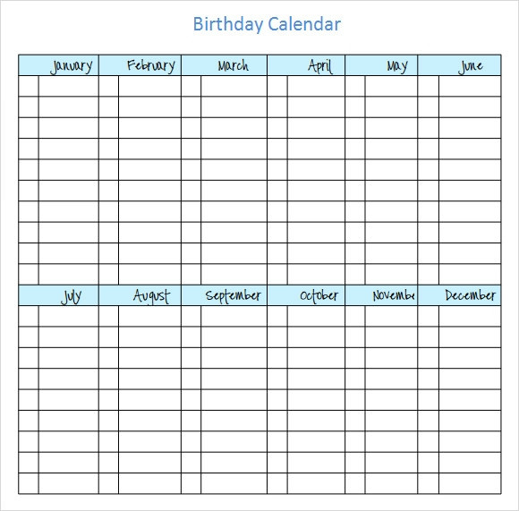 Perpetual Birthday Calendar Template Free 14 Birthday Calendar Templates In Google Docs