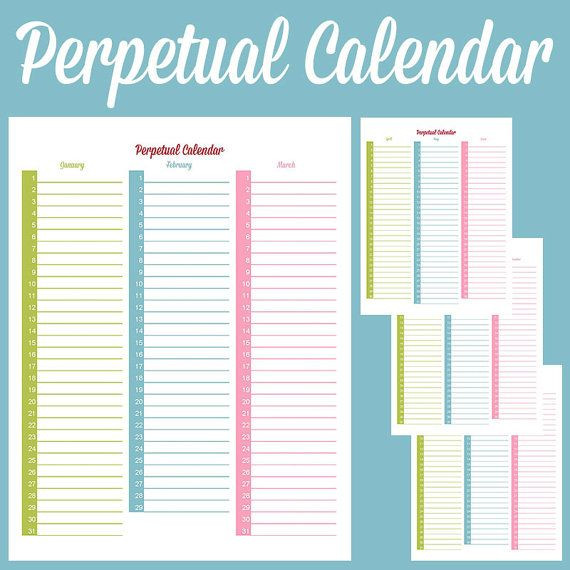 Perpetual Birthday Calendar Template This is A Printable Perpetual Calendar thats Perfect for