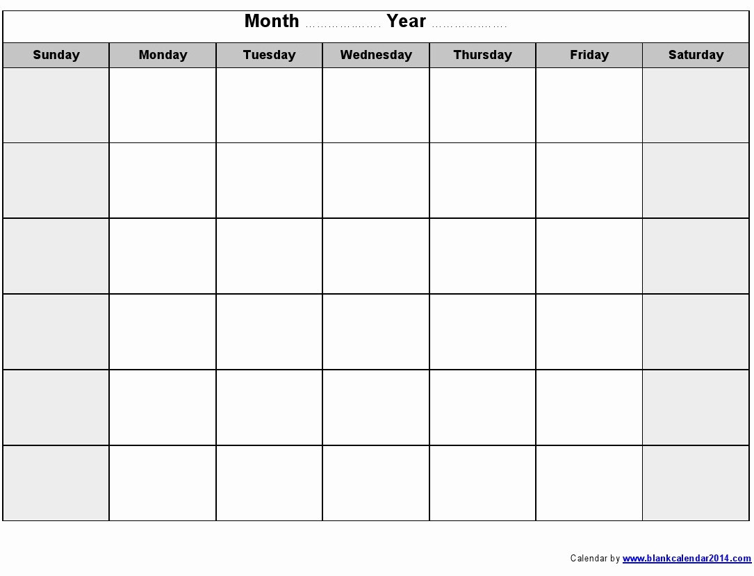 Printable Monthly Calendar Template 32 Helpful Blank Monthly Calendars