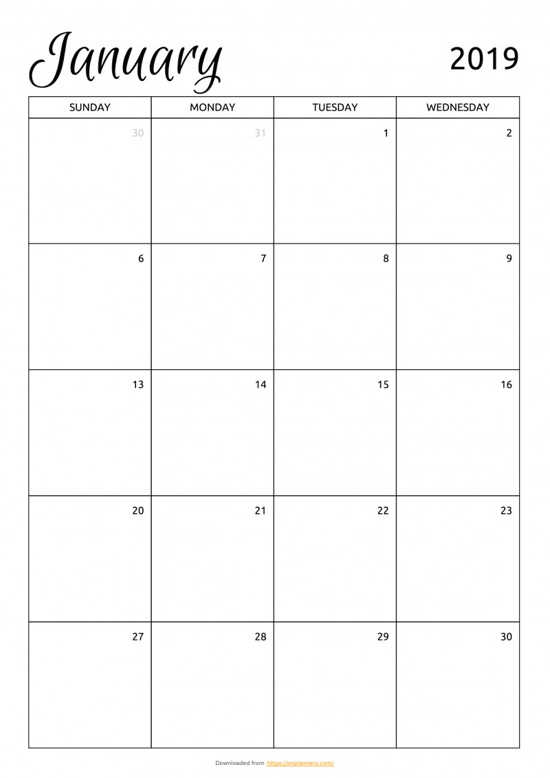 Printable Monthly Calendar Template Free Monthly Calendar Template Download Printable Pdf A4