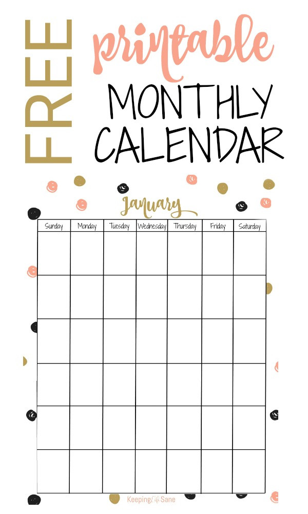 Printable Monthly Calendar Template Free Printable Monthly Calendar Keeping Life Sane