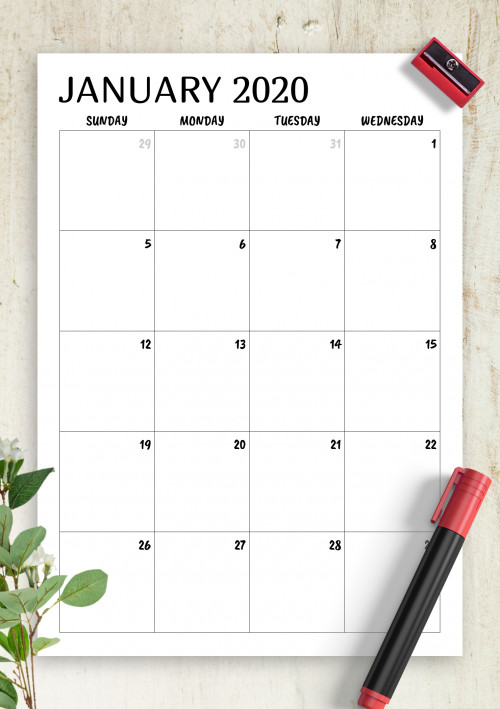 Printable Monthly Calendar Template Monthly Calendar Template Download Pdf