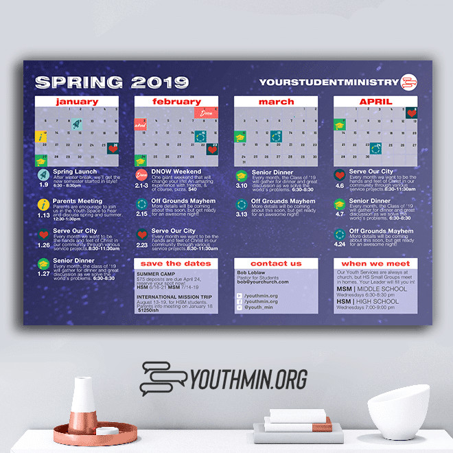 Youth Ministry Calendar Template 2019 Youth Ministry Calendar – Youthmin