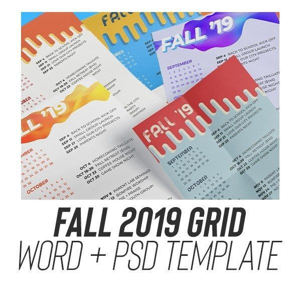 Youth Ministry Calendar Template Fall Calendar 2019 Word Grid