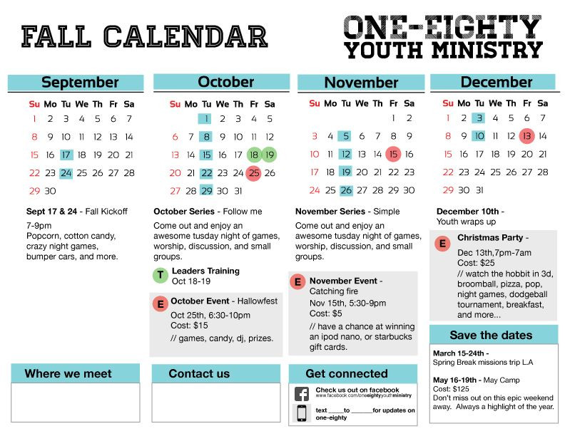 Youth Ministry Calendar Template Freebie Friday Free Fall Youth Ministry Calendar