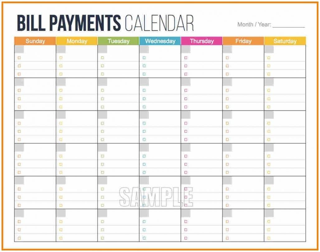 Bill Payment Calendar Template Free Bill Payment Calendar Template
