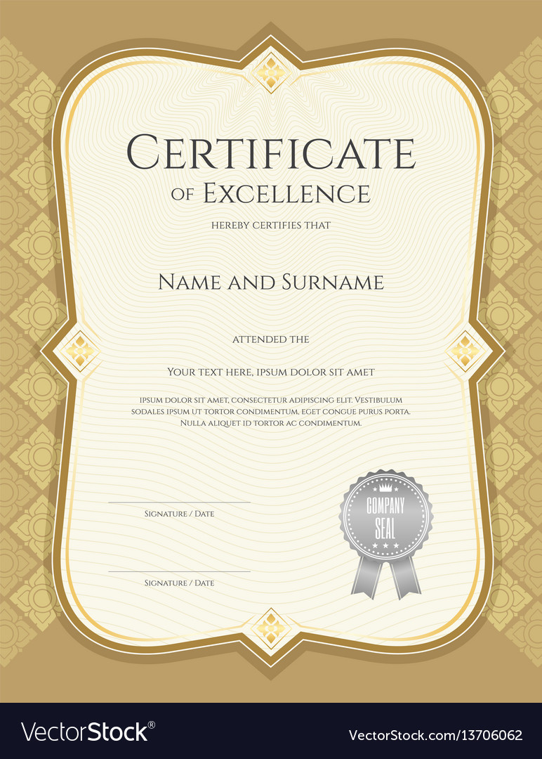 Certificate Of Achievement Template Portrait Certificate Of Achievement Template