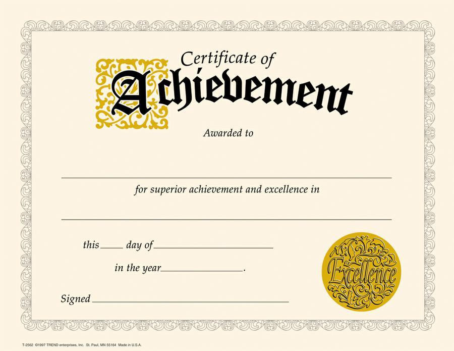 Certificate Of Achievement Template Trend Enterprises Certificate Of Achievement Classic