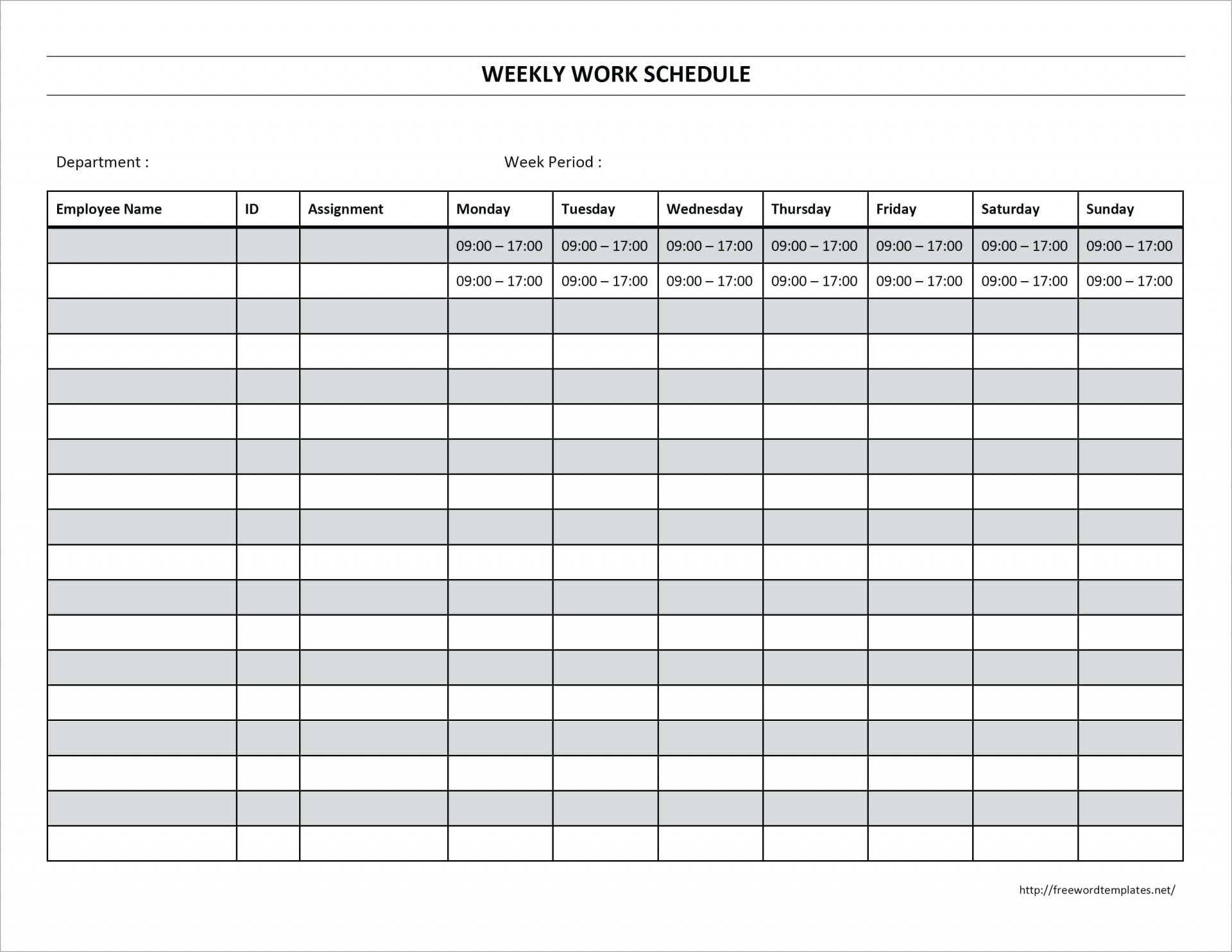 Employee Schedule Calendar Template Monthly Work Schedule Template Printable