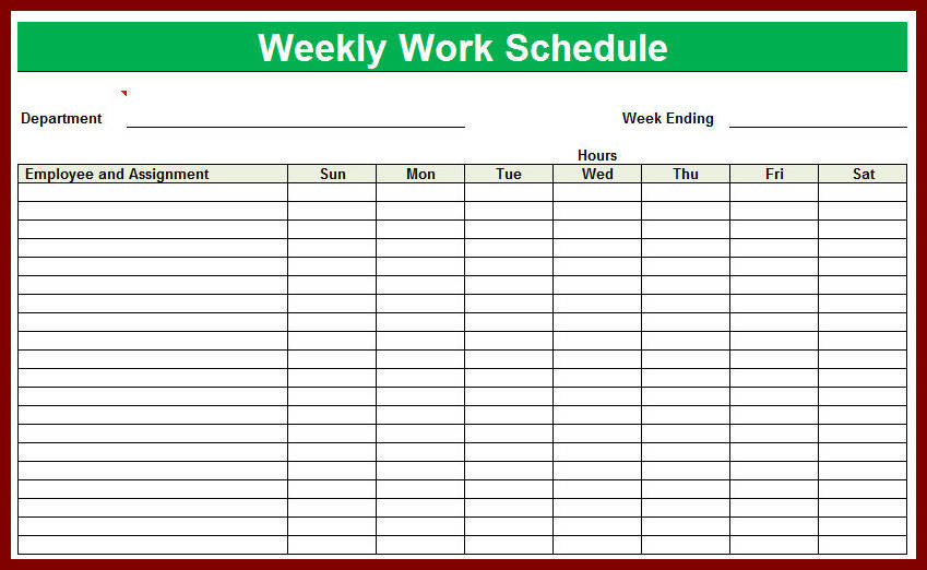 Employee Schedule Calendar Template Weekly Employee Schedule Template