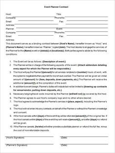 Event Planner Contract Template event Planner Contract Template for Word