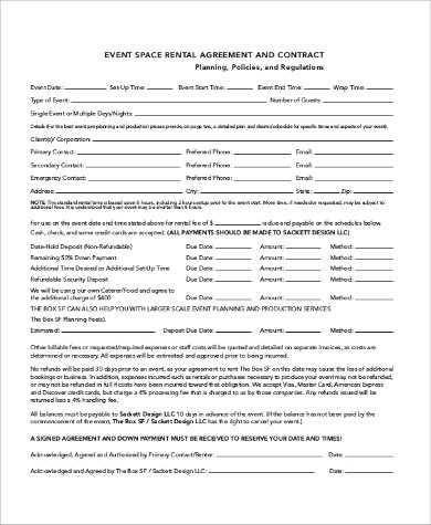 Event Planner Contract Template Free 13 Contract Agreement Samples In Pdf