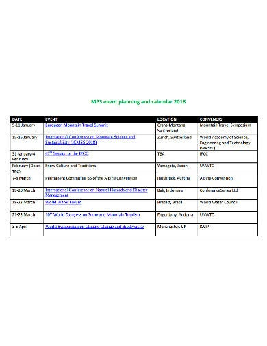 Event Planning Calendar Template 6 event Planning Calendar Templates In Pdf