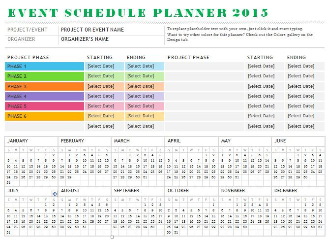 Event Planning Calendar Template Sample event Schedule Planner Template