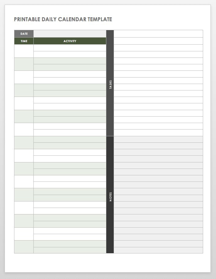 Free Daily Calendar Template Free Printable Daily Calendar Templates