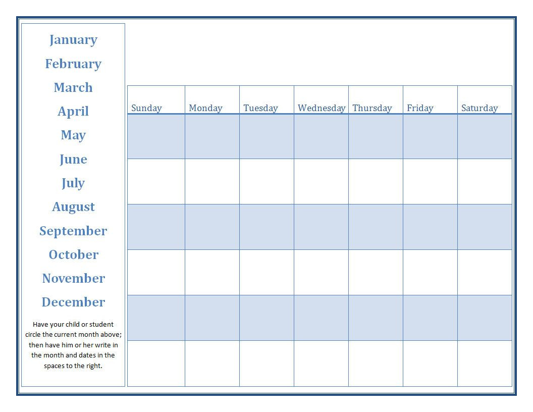 Lesson Plan Calendar Template Preschool Calendar Printables