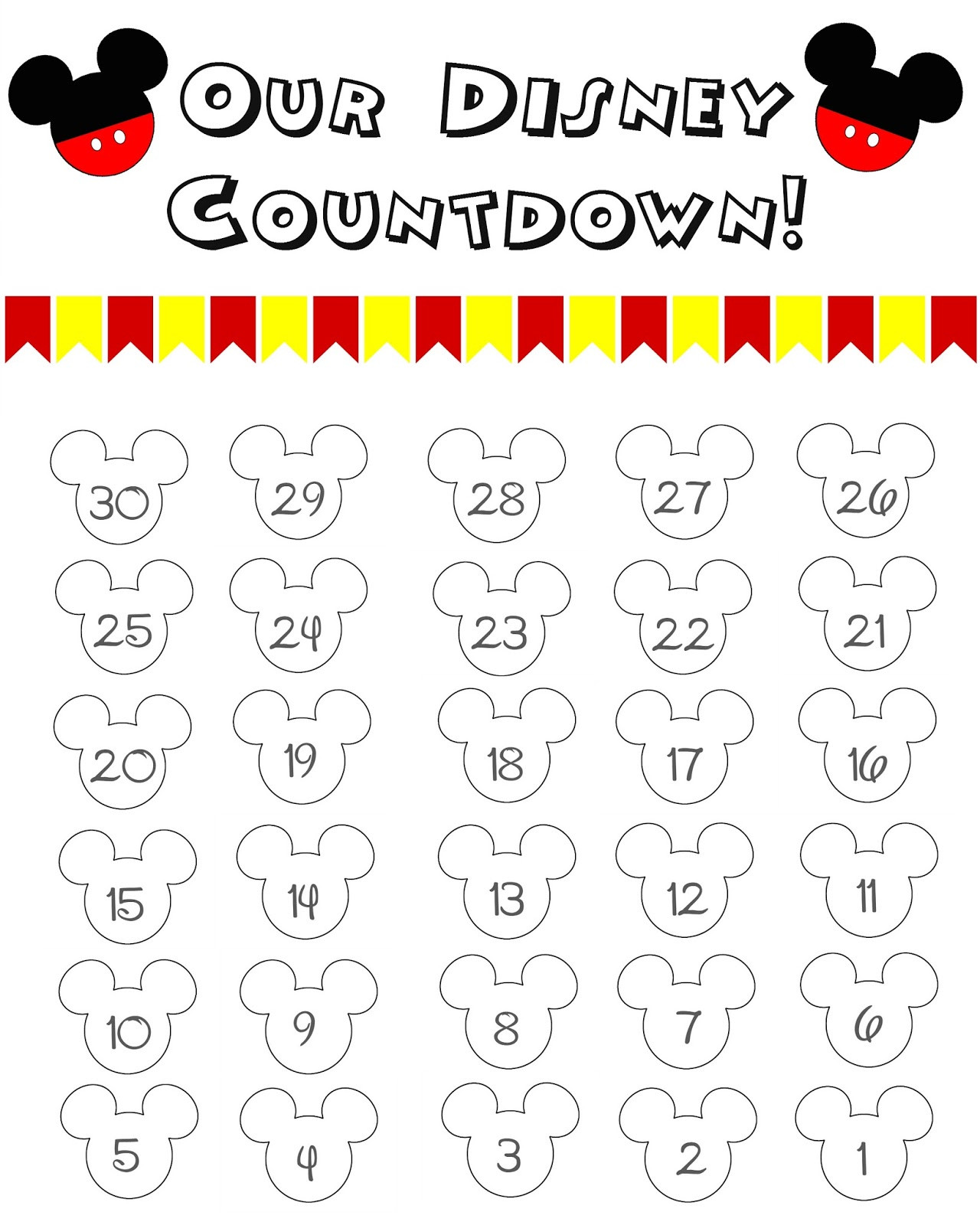 Printable Countdown Calendar Template 10 Fun Printable Disney Countdown Calendars