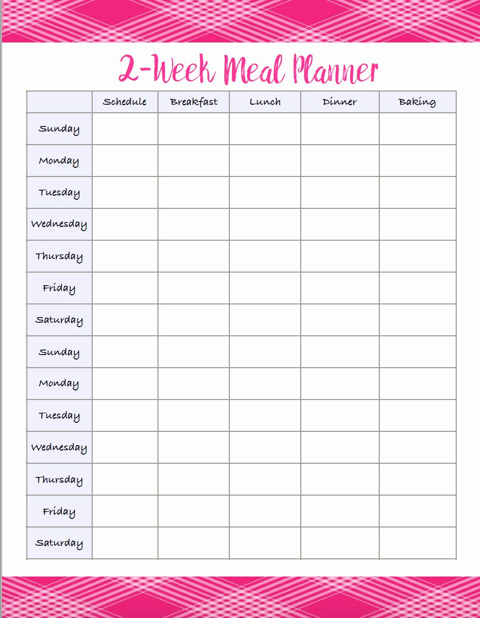 2 Week Calendar Printable Luxury 4 Free Printable Meal