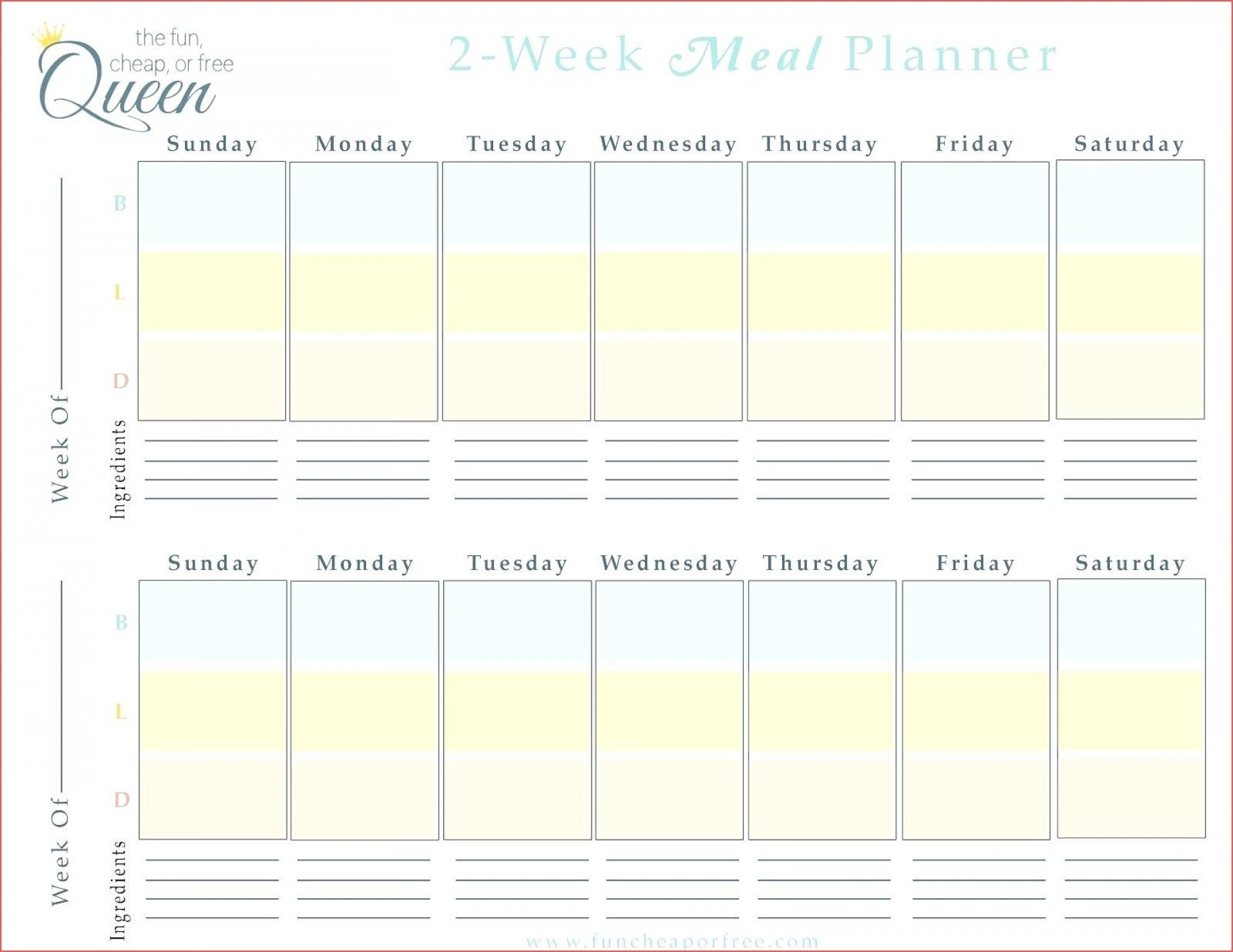 Two Week Calendar Template 2 Week Calendar Template Printable