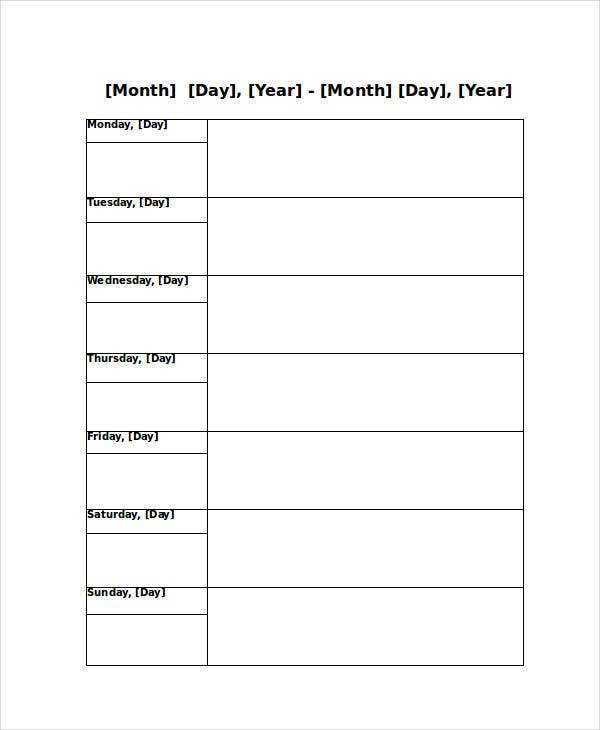 Weekly Appointment Calendar Template Blank Weekly Calendar 12 Free Pdf Word Documents