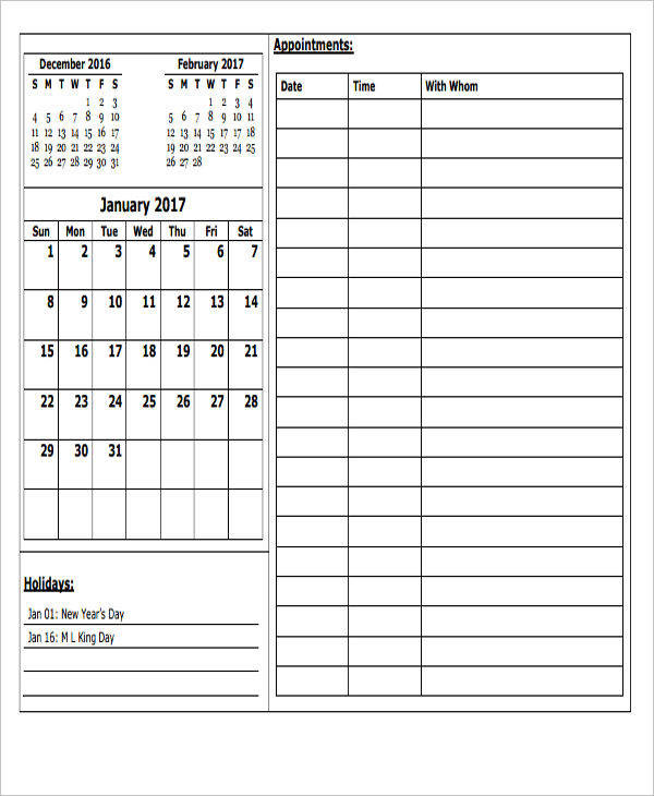 Weekly Appointment Calendar Template Free 35 Printable Calendar Samples &amp; Templates In Pdf