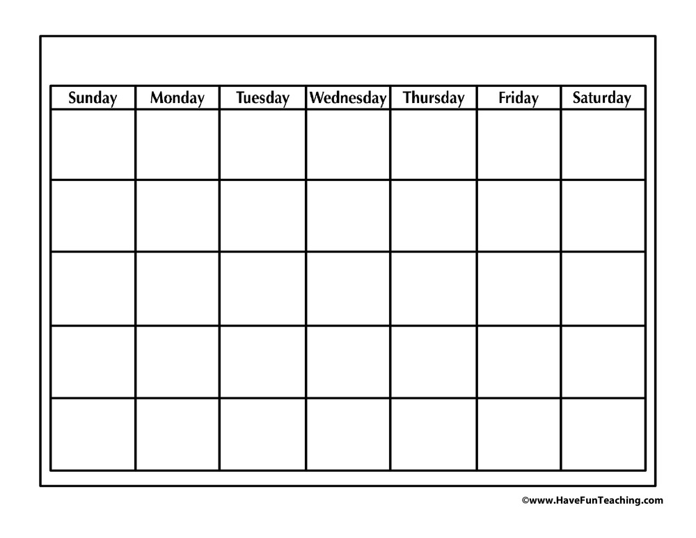 Blank Printable Calendar Template Blank Calendar • Have Fun Teaching