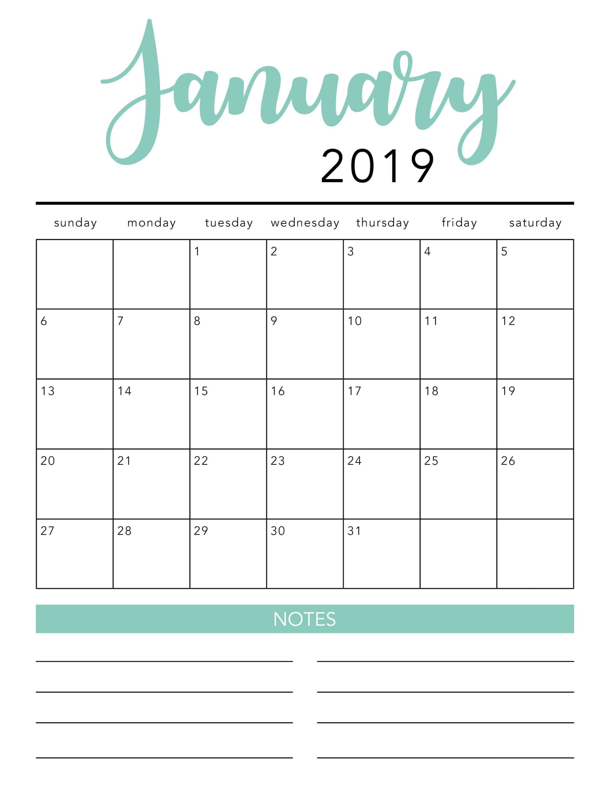 FREE 2020 Printable Calendar Template 2 colors I Heart