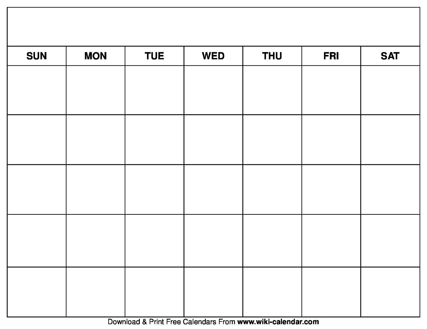 Blank Printable Calendar Template Free Free Printable Fill In Calendars