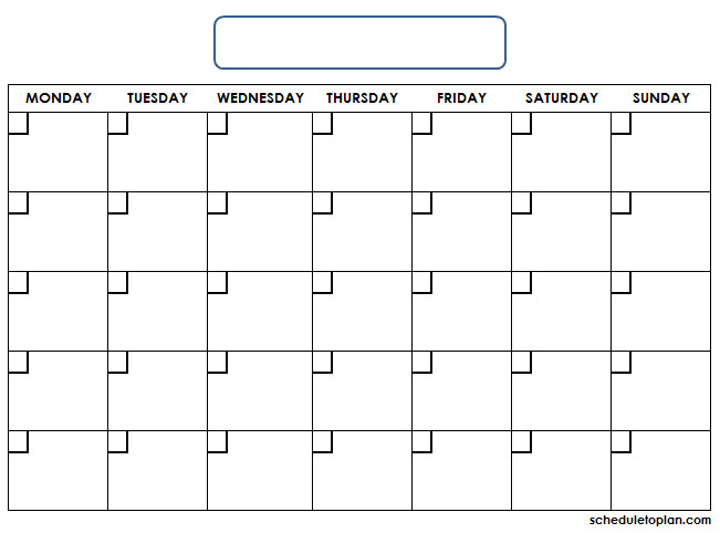 Blank Printable Calendar Template Printable Monthly Blank Calendar Template