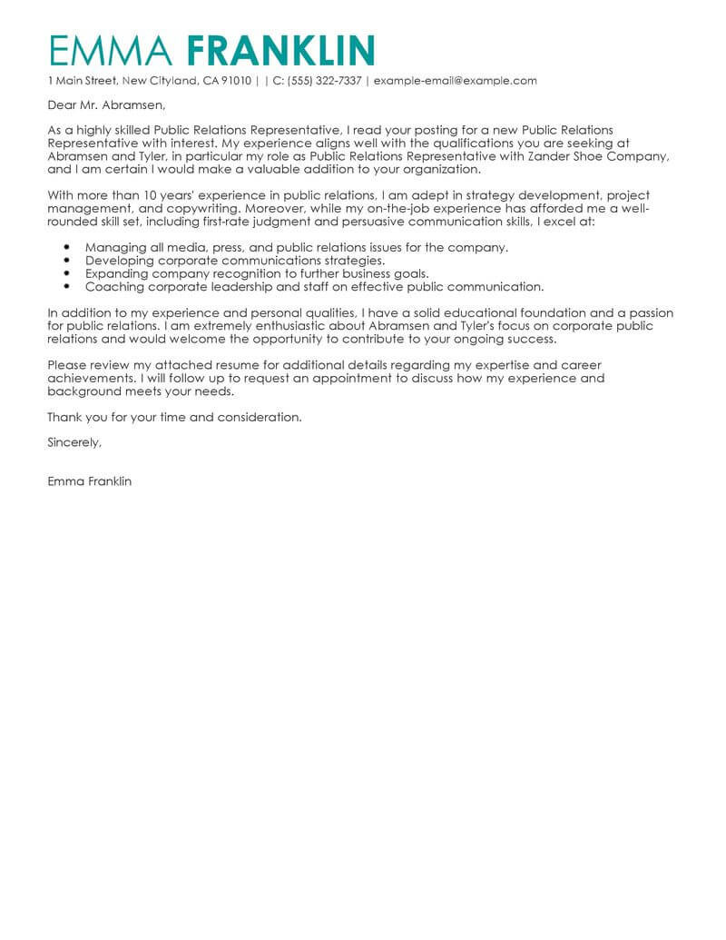 Best Business Cover Letter Examples LiveCareer