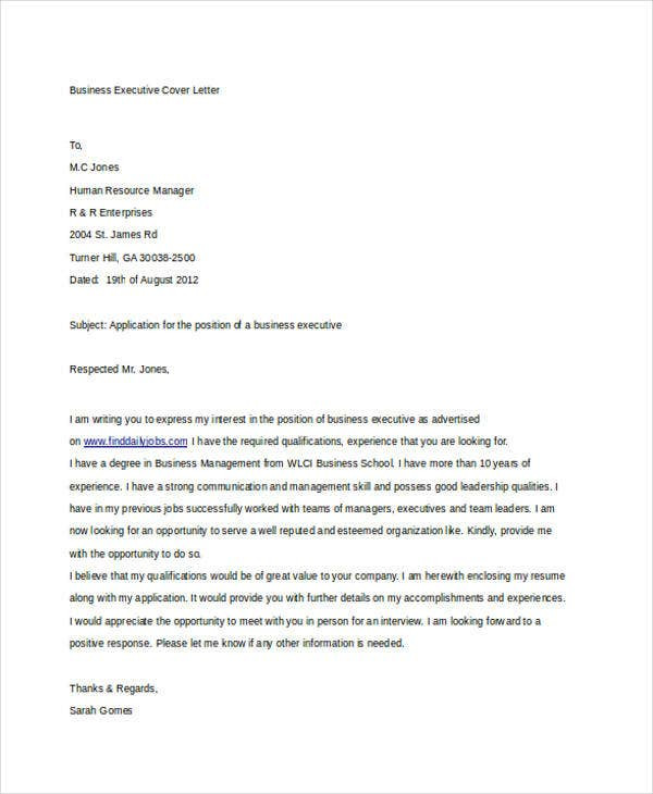 Business Cover Letter Template Business Cover Letter 10 Free Word Pdf format Download