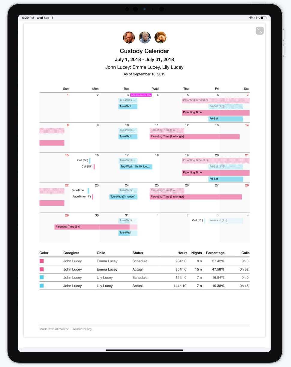 Child Custody Calendar Template Alimentor 2 Custody Calendar App for iPhone Ipad and Mac