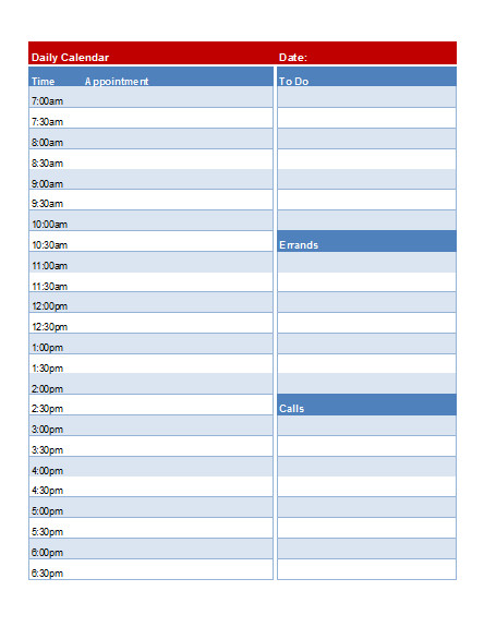 Daily Calendar Template Excel Download Daily Related Excel Templates for Microsoft Excel