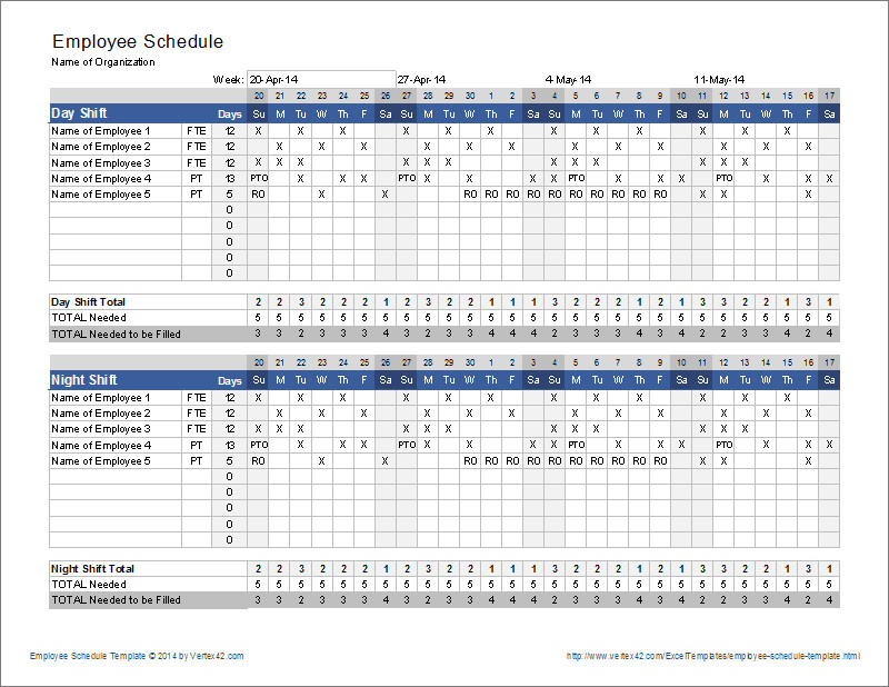 Employee Scheduling Calendar Template Employee Schedule Templates